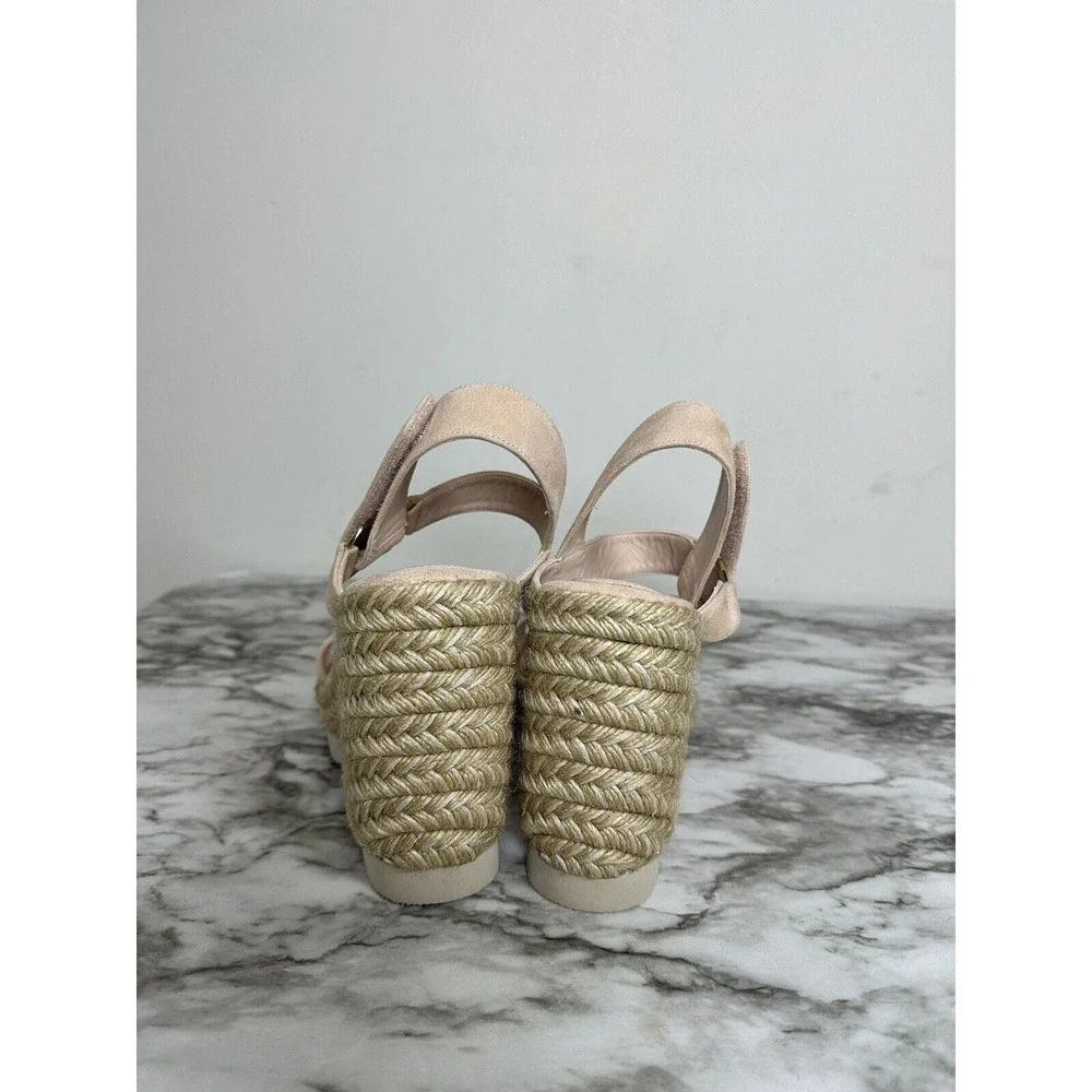 Good American Cinder Espadrille Wedge Sandals Womens 8 Blush Suede Platform